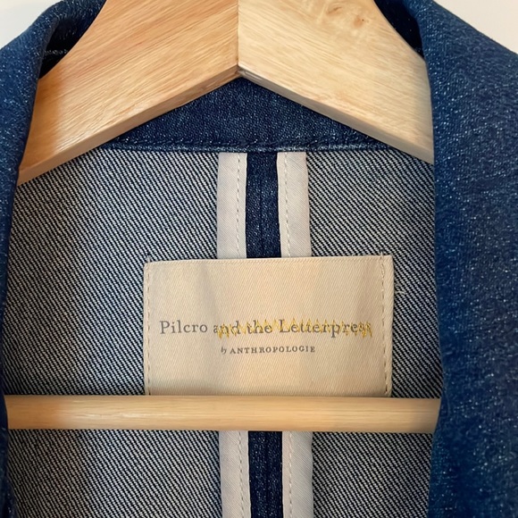 Pilcro and the Letterpress Layne Blue Double Breasted Denim Blazer Anthropologie - Picture 4 of 12